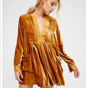 Free people gold color velvet dress